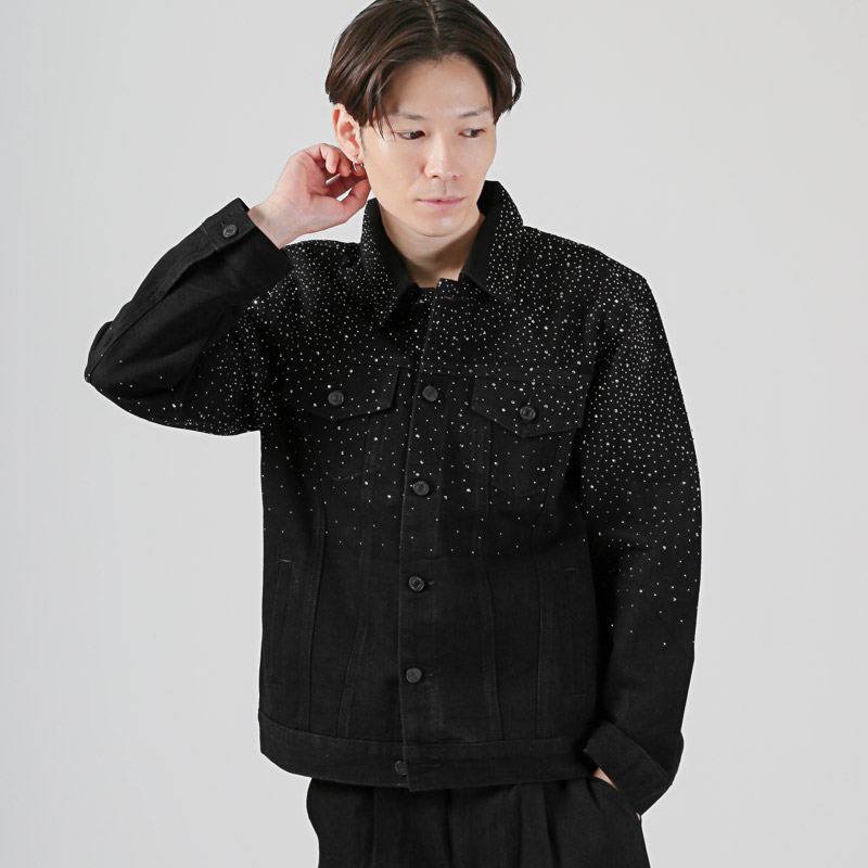 デニムジャケット Gジャン メンズ レディース ラインストーン ジーンズ