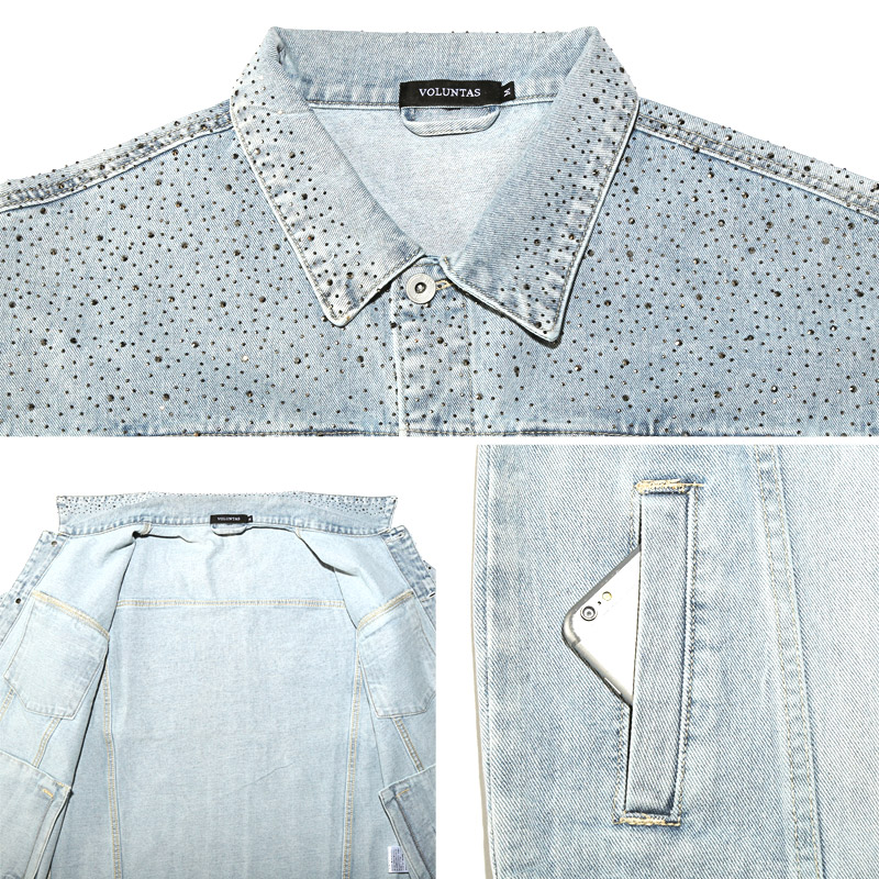 デニムジャケット Gジャン メンズ レディース ラインストーン ジーンズ