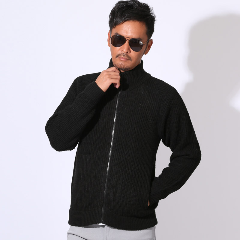 ニットジャケット メンズ ニット セーター フルジップ ファスナー