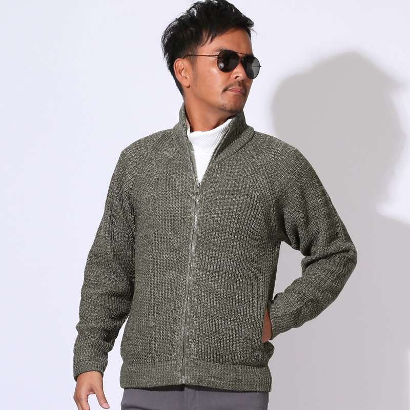 ニットジャケット メンズ ニット セーター フルジップ ファスナー