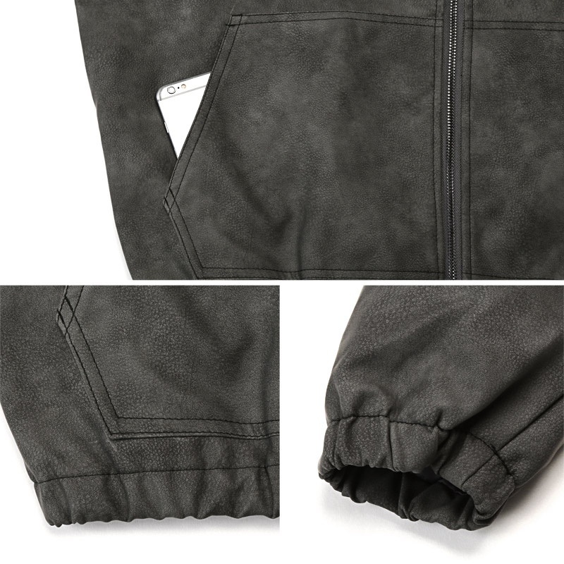 ジップパーカー メンズ PUレザー 合皮 合成皮革 レザーパーカー