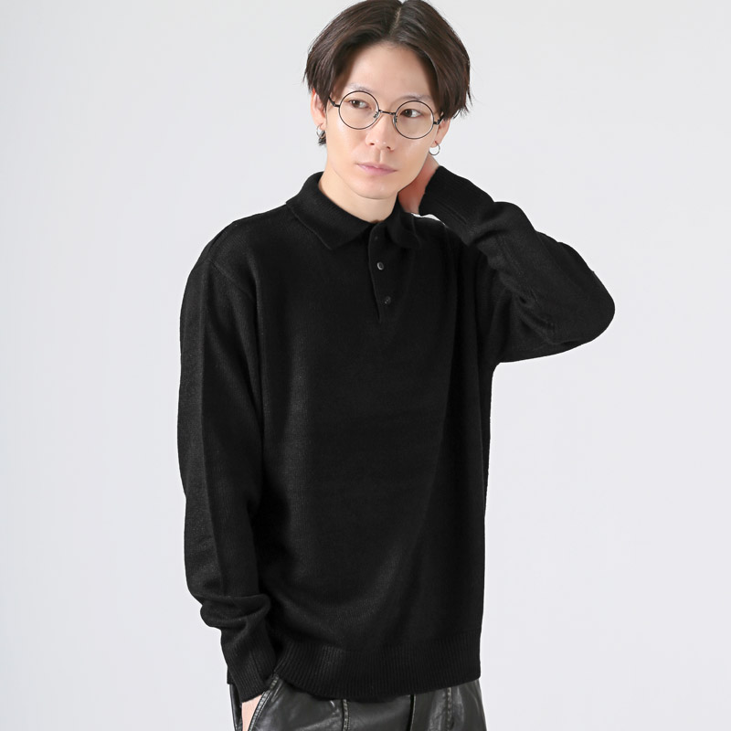 ニット ポロシャツ メンズ レディース カシミヤタッチ ニット