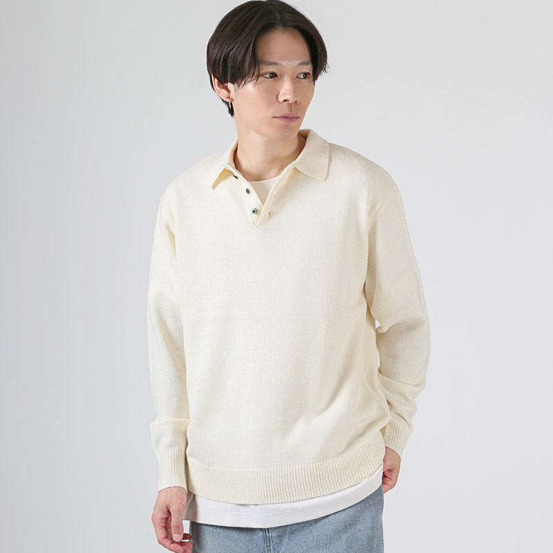 ニット ポロシャツ メンズ レディース カシミヤタッチ ニット