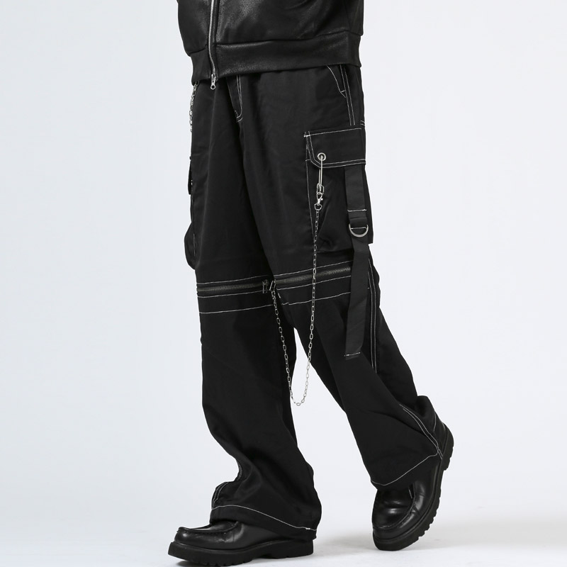 カーゴパンツ ワイドパンツ ボンテージパンツ メンズ チェーン付き