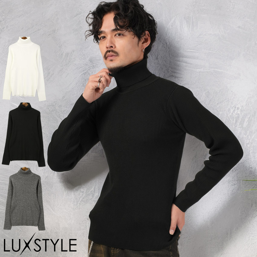 ニット セーター メンズ レディース タートルネック 長袖 12G