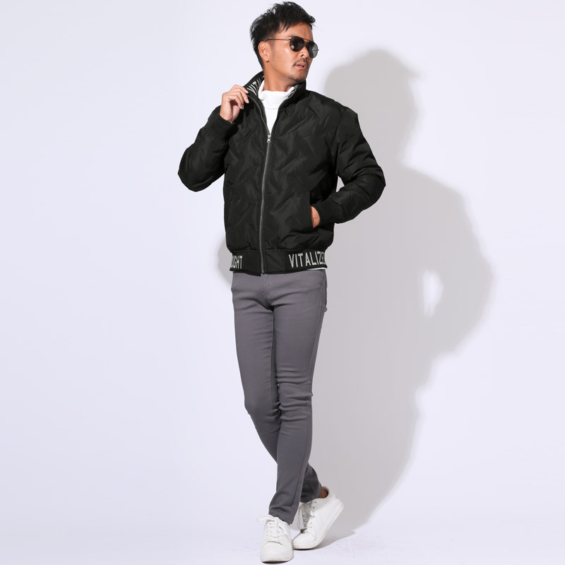 中綿ジャケット ブルゾン メンズ フェイクダウン 暖か ファイバー