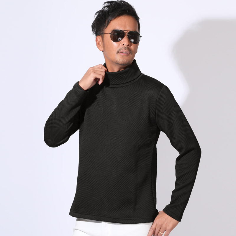 ロンT 長袖Tシャツ Tシャツ メンズ タートルネック トップス 幾何学