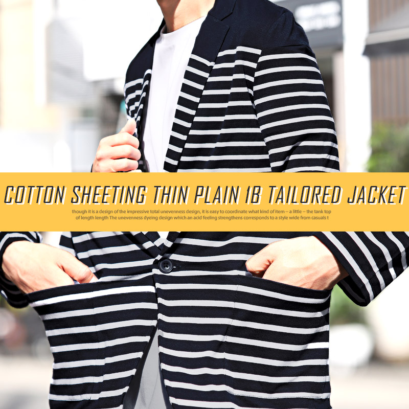 テーラードジャケットメンズ薄手無地ボーダーテーラードジャケットカーディガン羽織り綿コットンシンプル通勤レディースカジュアル大人上品ビターBITTERファッション春夏pm-3617 8