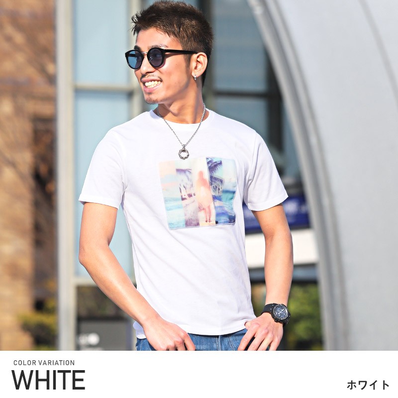 Tシャツ メンズ 半袖 メンズtシャツ カットソー プリント ビーチ 海 サーフ Pm 23 Luxstyle 通販 Yahoo ショッピング