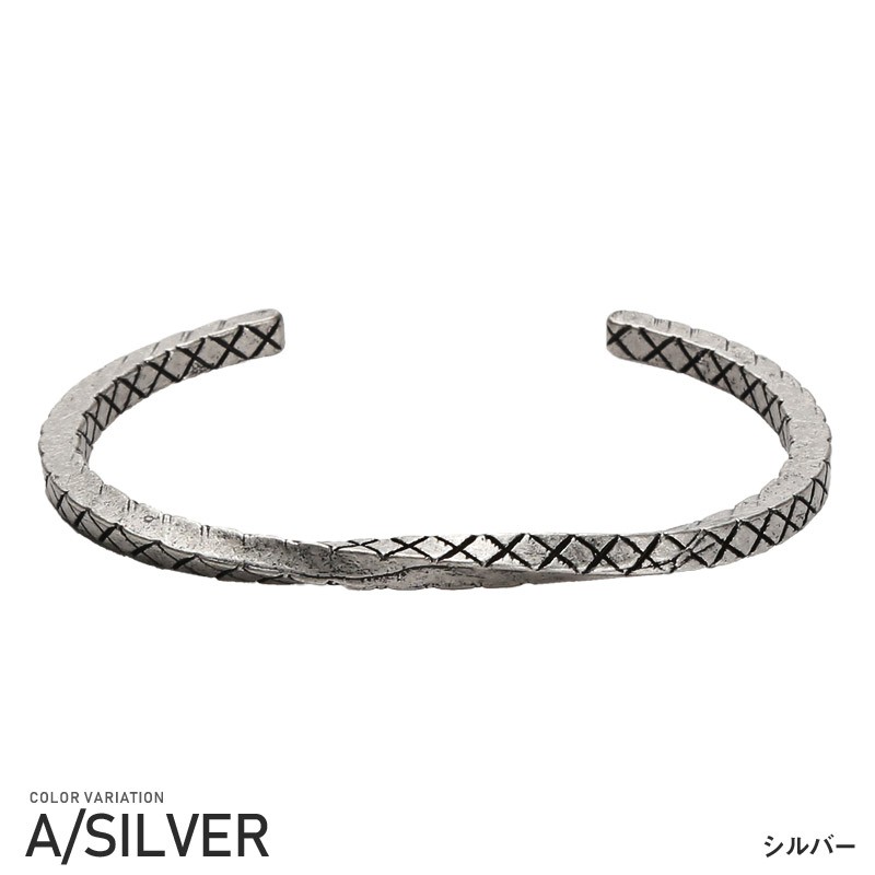 バングル アンティーク メンズ クロス バングル アンティーク加工 クロス刻み込み  カップル ペア プレゼント サーフ ストリート ペア 7