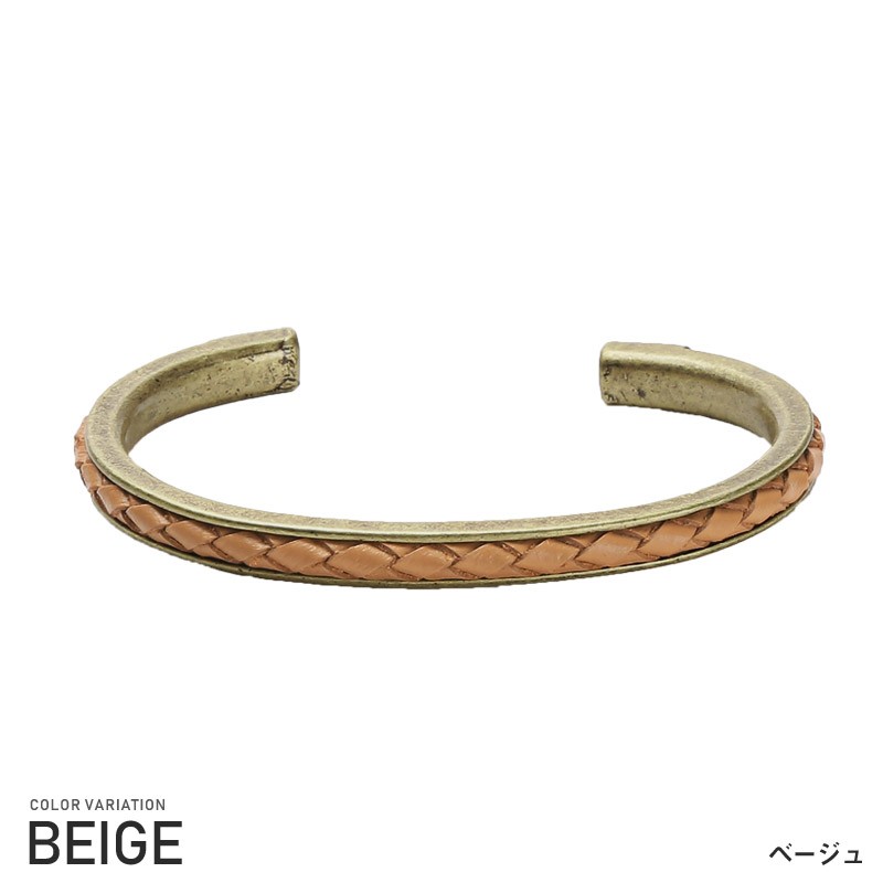 バングル メンズ ブレスレット レザー 埋め込み 編み込み アンティーク ゴールド シルバー PUレザー フェイクレザー メンズアクセ ユニセックス ビター系 BITTER ファッション小物 ラグスタイル pm-8614 6