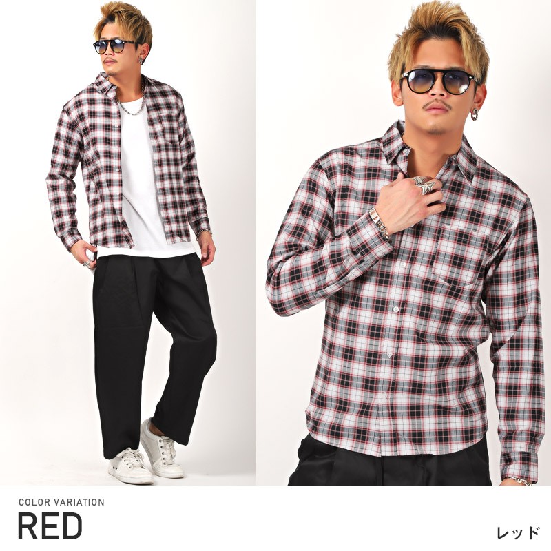 長袖シャツ メンズ チェックシャツ 柄シャツ ギンガムチェック タータンチェック 総柄 ビター系 Pm 92 Luxstyle 通販 Yahoo ショッピング
