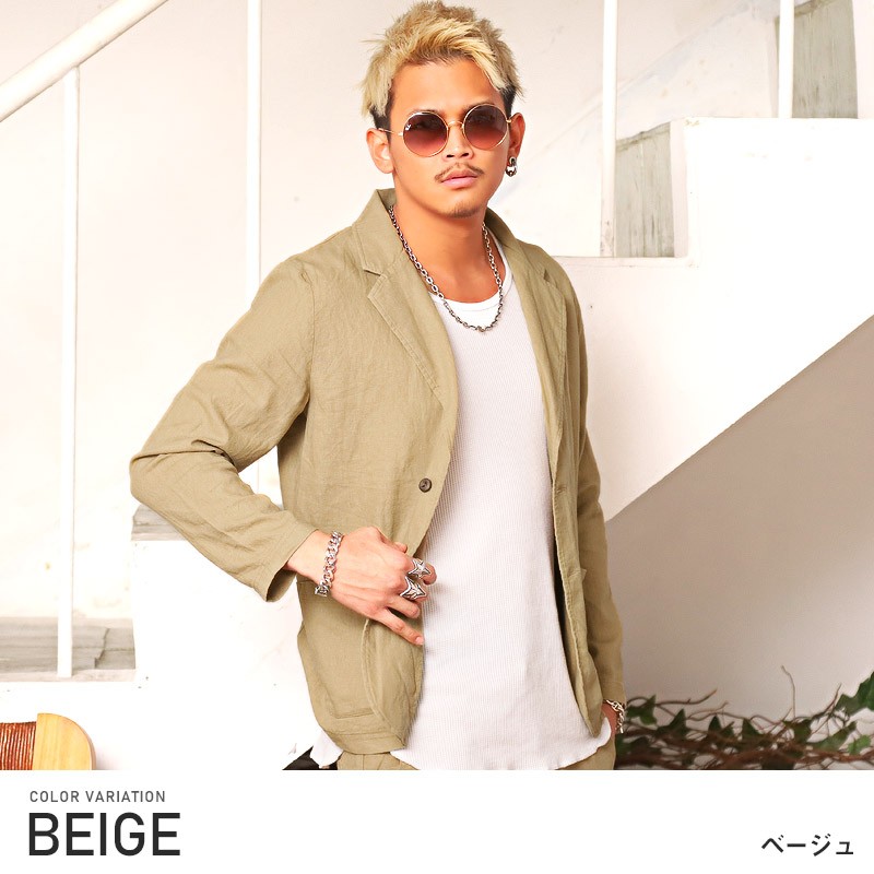 テーラードジャケット メンズ 麻 リネン サマージャケット 無地 ボタニカル 花柄 春 夏 ビター系 高い素材