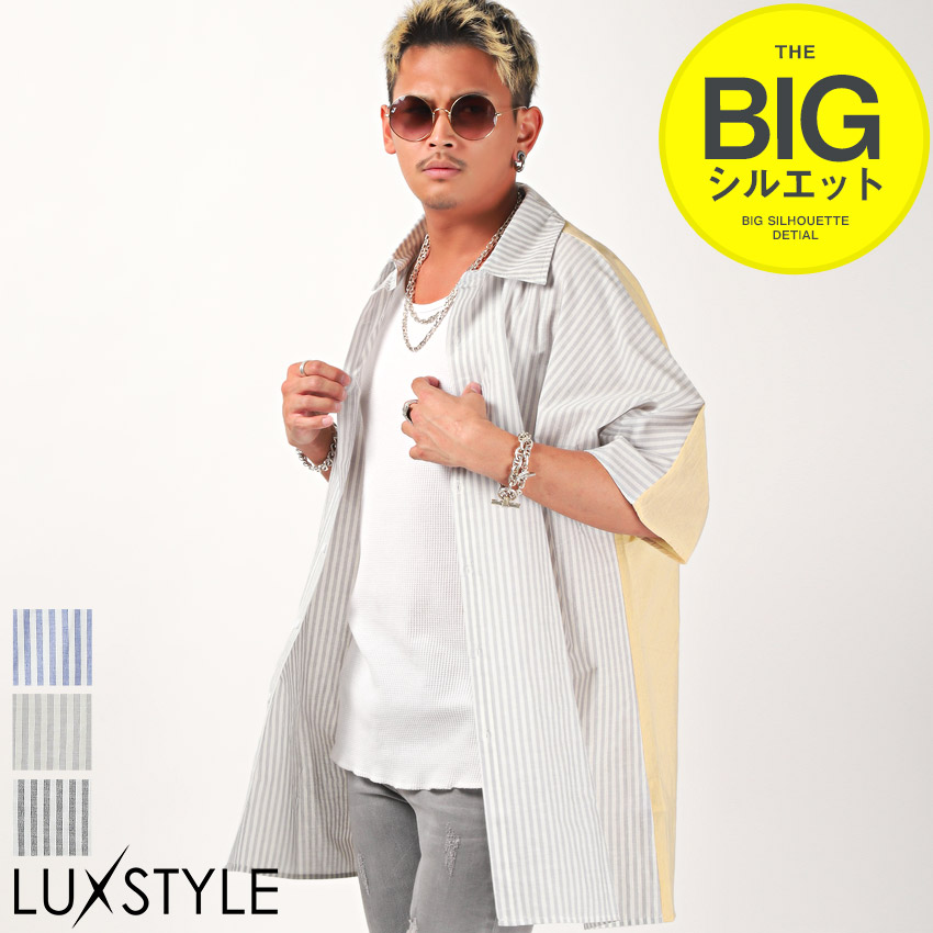 メンズ 半袖シャツ ストリート ルーズ 5分袖シャツ Z05638 Tシャツ メンズ 半袖 5分袖 ビッグシルエット ロゴ プリント