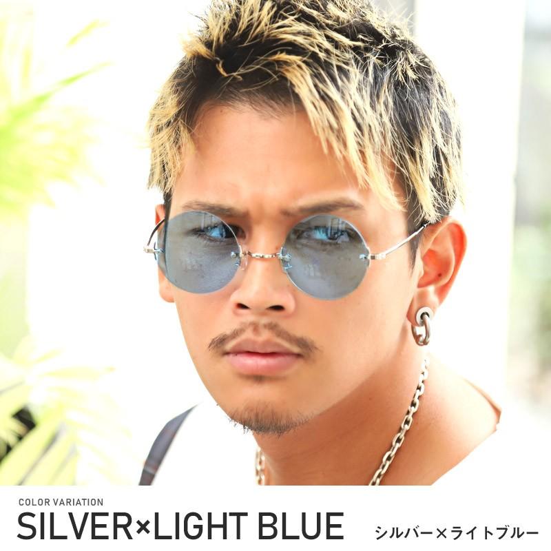 サングラス メンズ レディース ラウンド 丸眼鏡 UVカット フレームレス デミ モデル ビター系｜lux-style｜06