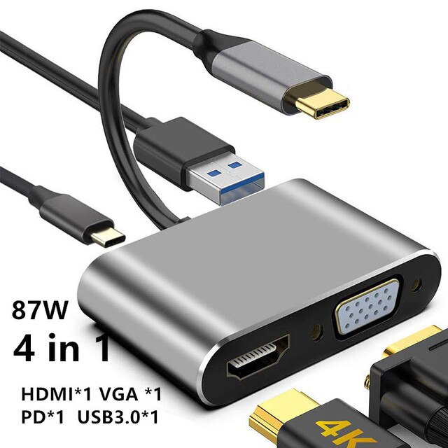 Hdmiと互換性のあるUSBCハブ,4k vgaアダプター,rj45,lan,sd tf,pd usb3