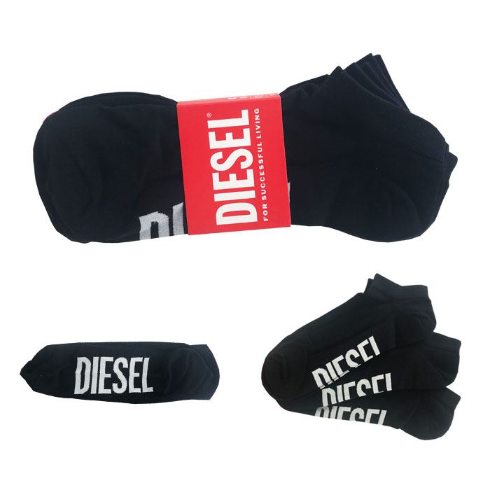 ディーゼル 靴下 3足セット メンズ ロゴ DIESEL シンプル ブランド ギフト ラッピング 無料 彼氏 父 男性 | DIESEL | 01