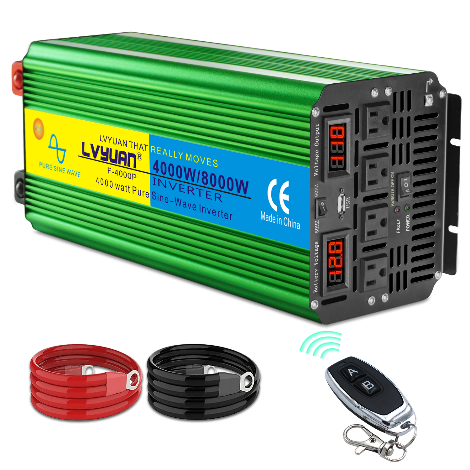 LVYUAN（リョクエン）インバーター 正弦波 12V 100V 4000W 最大8000W 