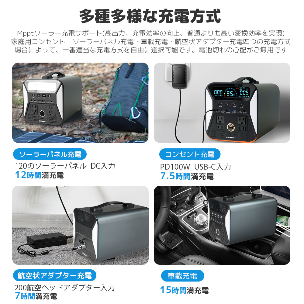 LVYUAN ポータブル電源 1000W ポータブルバッテリー 大容量 320000mAh/1000Wh 家庭用 アウトドア用 バックアップ電源  リン酸鉄リチウム電池 蓄電池 非常電源 : ua1101-new : LVYUANストア - 通販 - Yahoo!ショッピング