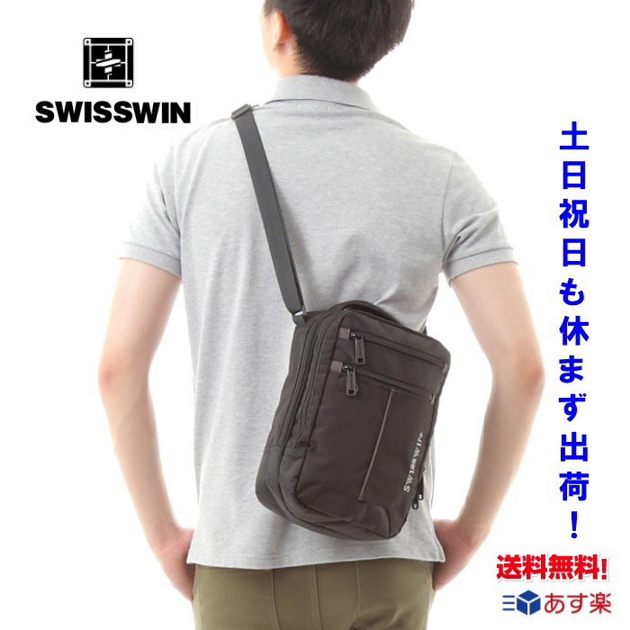 ショルダーバッグ メンズ ブランド 斜め掛けバッグ レディース 軽い 縦式 音楽 おしゃれ バッグ メンズ SWISSWIN SWB026  クーポン配布中 :SWB026:LWIN-BAG 通販 