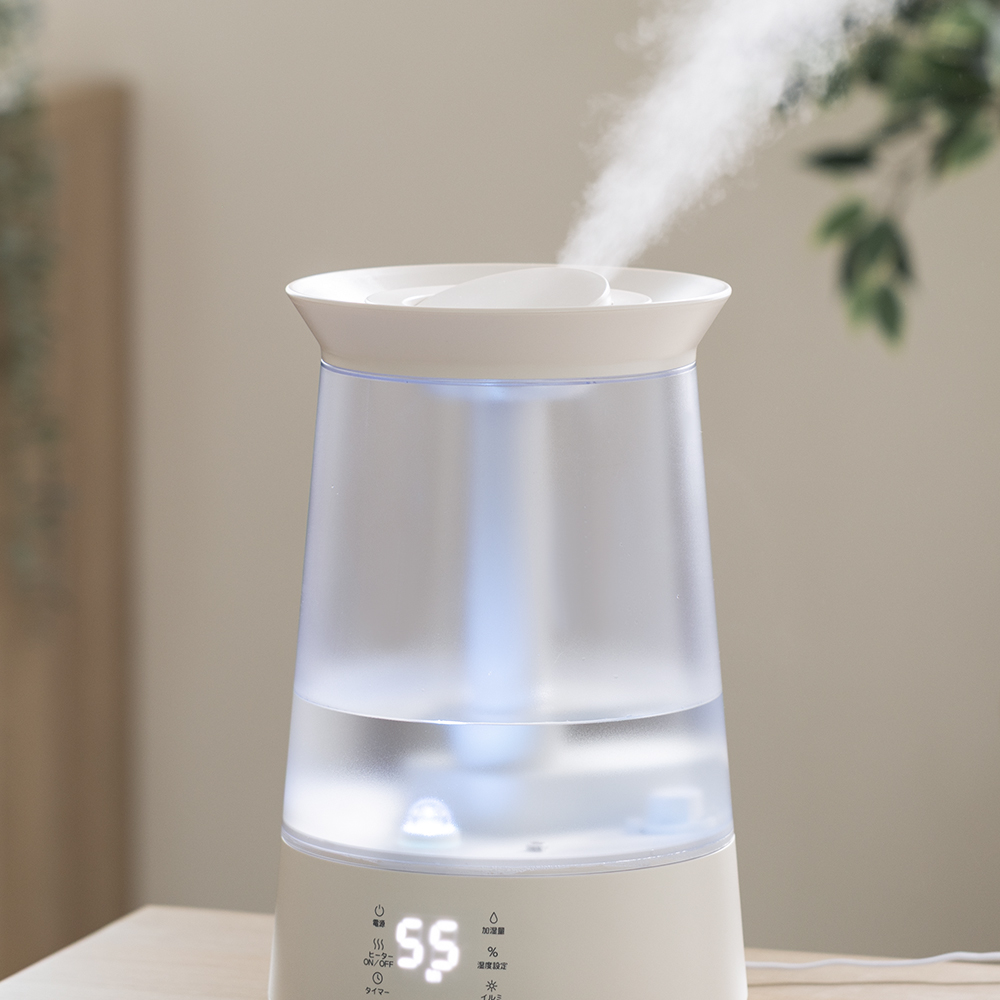 ハイブリッド加湿器　上部給水　リモコン付き　タイマー機能　タッチパネル　省エネ ハイブリッド加湿器 ライト付き イルミネーション 湿度自動調整