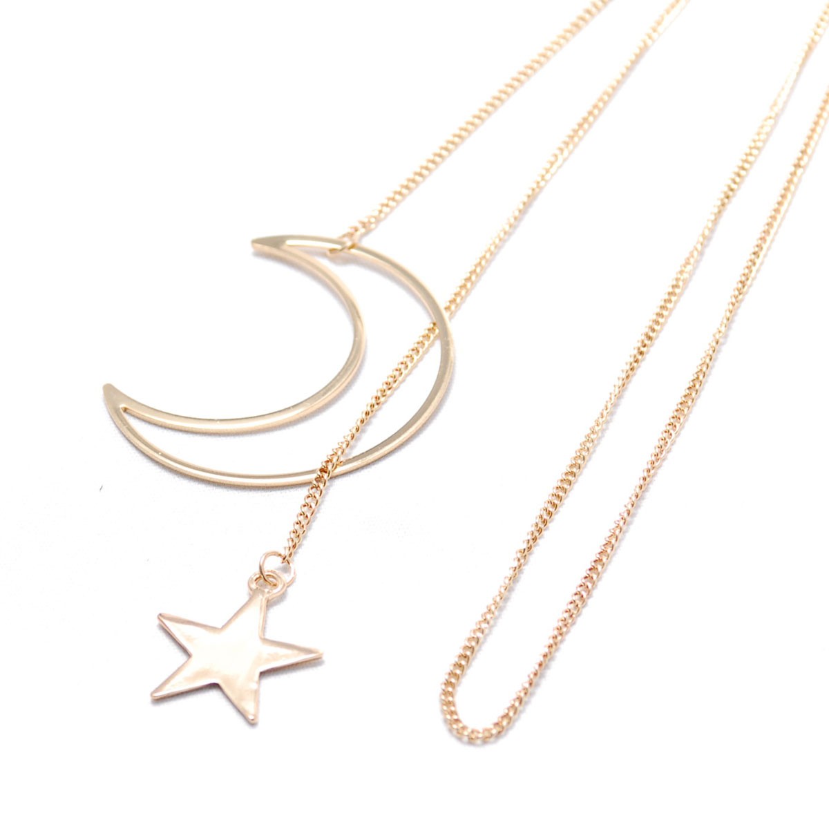 ラリエットネックレス ロングネックレス 月モチーフ 星モチーフ アクセサリー ゴールド