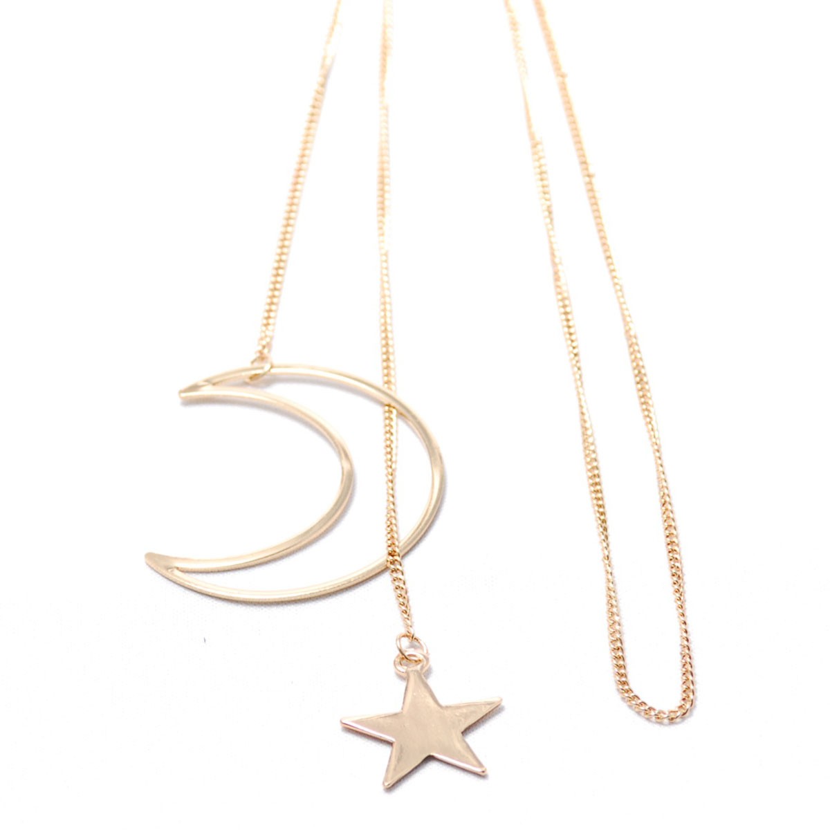 ラリエットネックレス ロングネックレス 月モチーフ 星モチーフ アクセサリー ゴールド