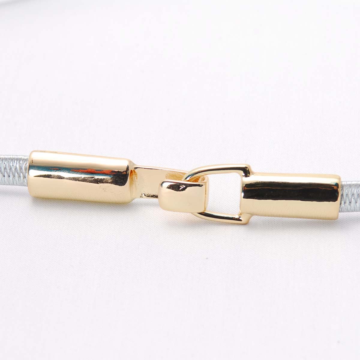 ムルーア ゴールドバックル細ゴムべルト シルバー 銀