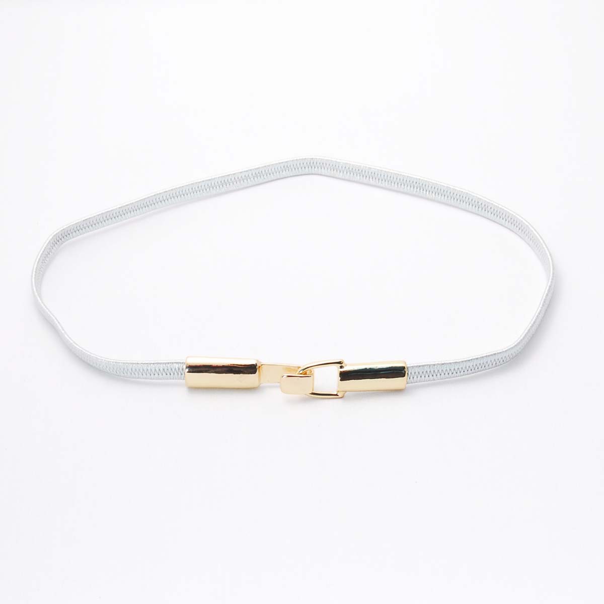 ムルーア ゴールドバックル細ゴムべルト シルバー 銀