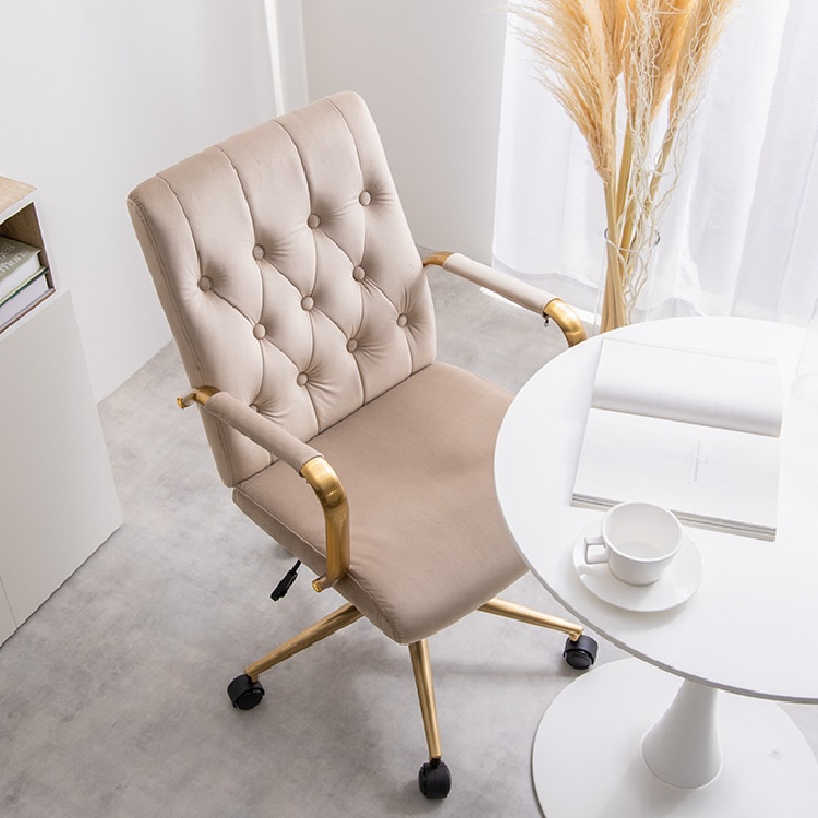 デスクチェア オフィスチェア ベロア ハイバック キャスター 北欧