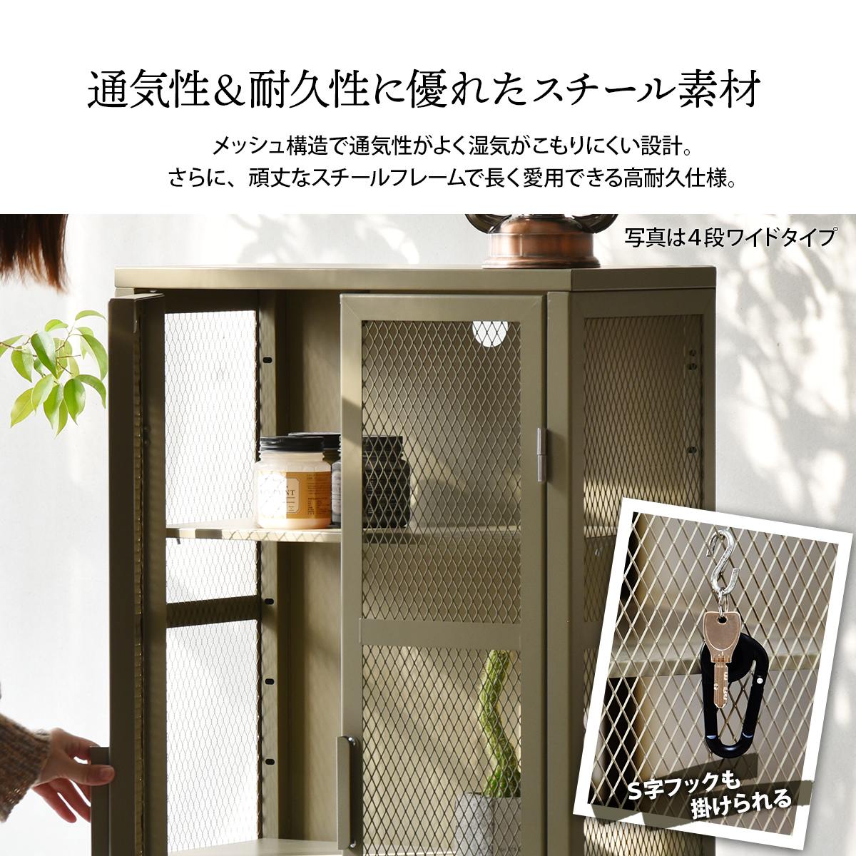 メッシュ キャビネット ワイド ロッカー風 収納ケース 扉 ラック