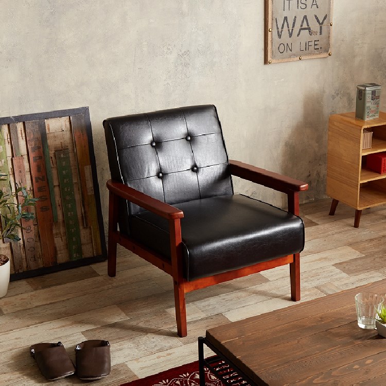 ソファ 一人掛け レザー 1P おしゃれ 木製 アーム付き ヴィンテージ