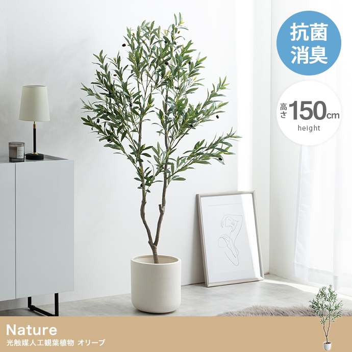 フェイクグリーン オリーブ 85cm 125cm 150cm 光触媒 観葉植物 造花 インテリア アレルギー対策 大型 消臭 防臭 抗菌 空気清浄_3