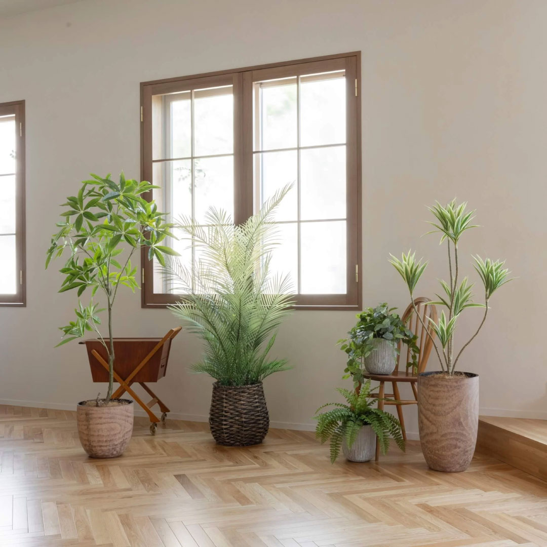 プリマ フェイクグリーン ドラセナ ウッドプランター 高さ140cm