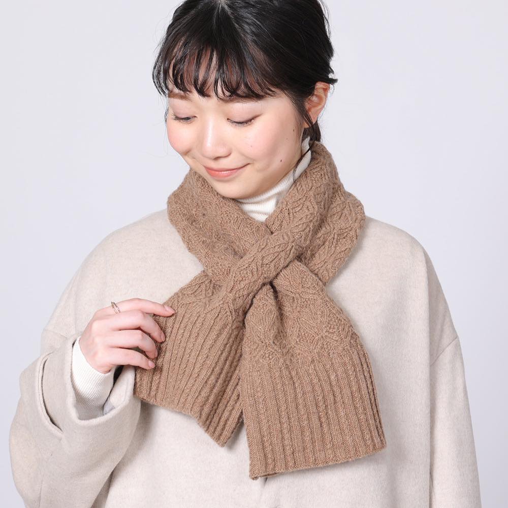 マフラー レディース ニット ショート 短め リバーシブル ミニマフラー