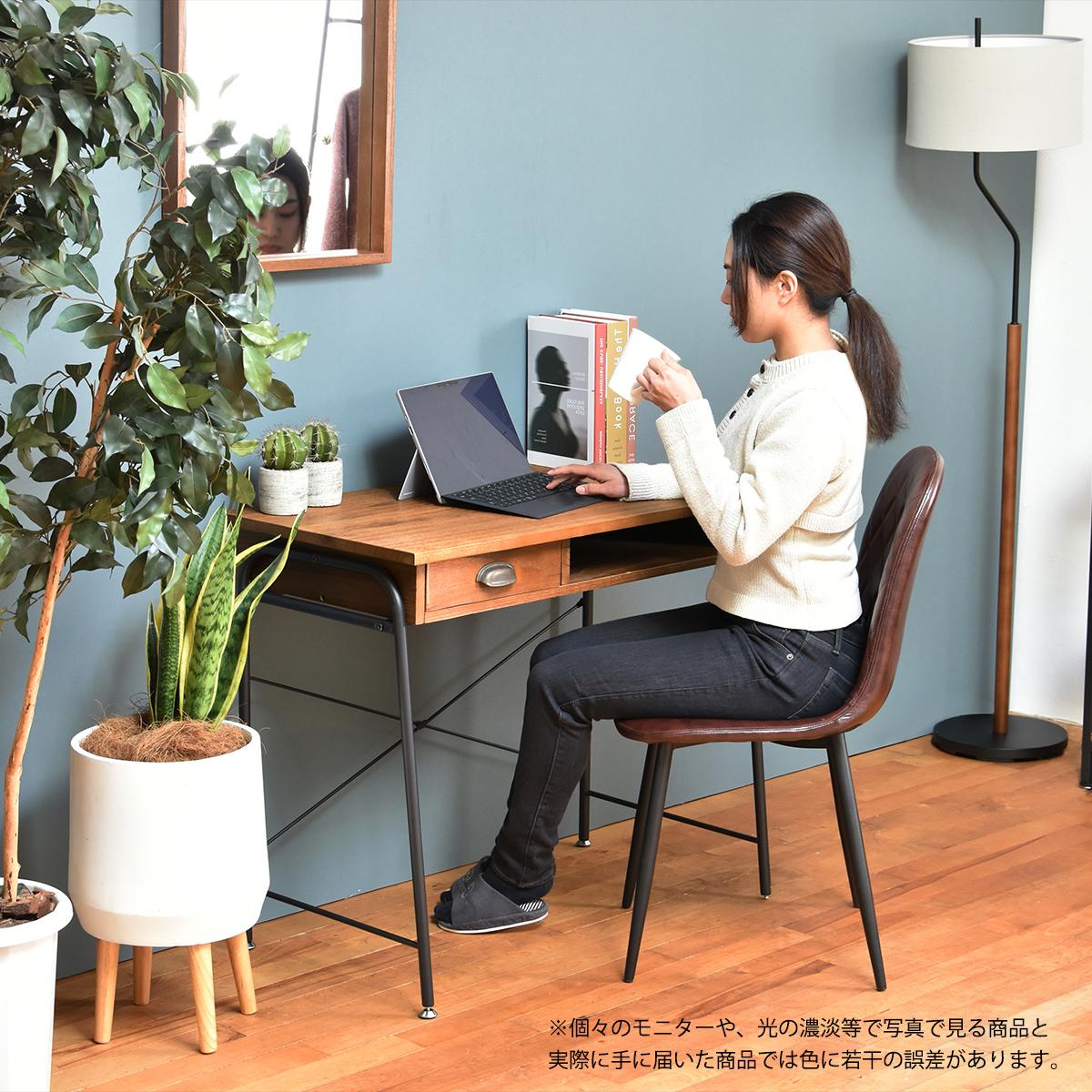 デスク 机 コンパクト 棚付き 天然木 ヴィンテージ アンティーク