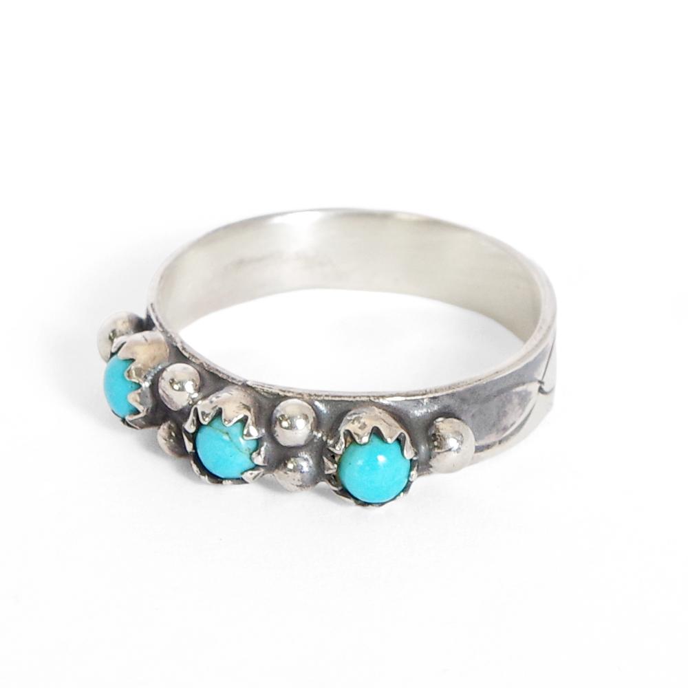 Indian Jewelry インディアンジュエリー Navajo 3-TURQUOISE RING