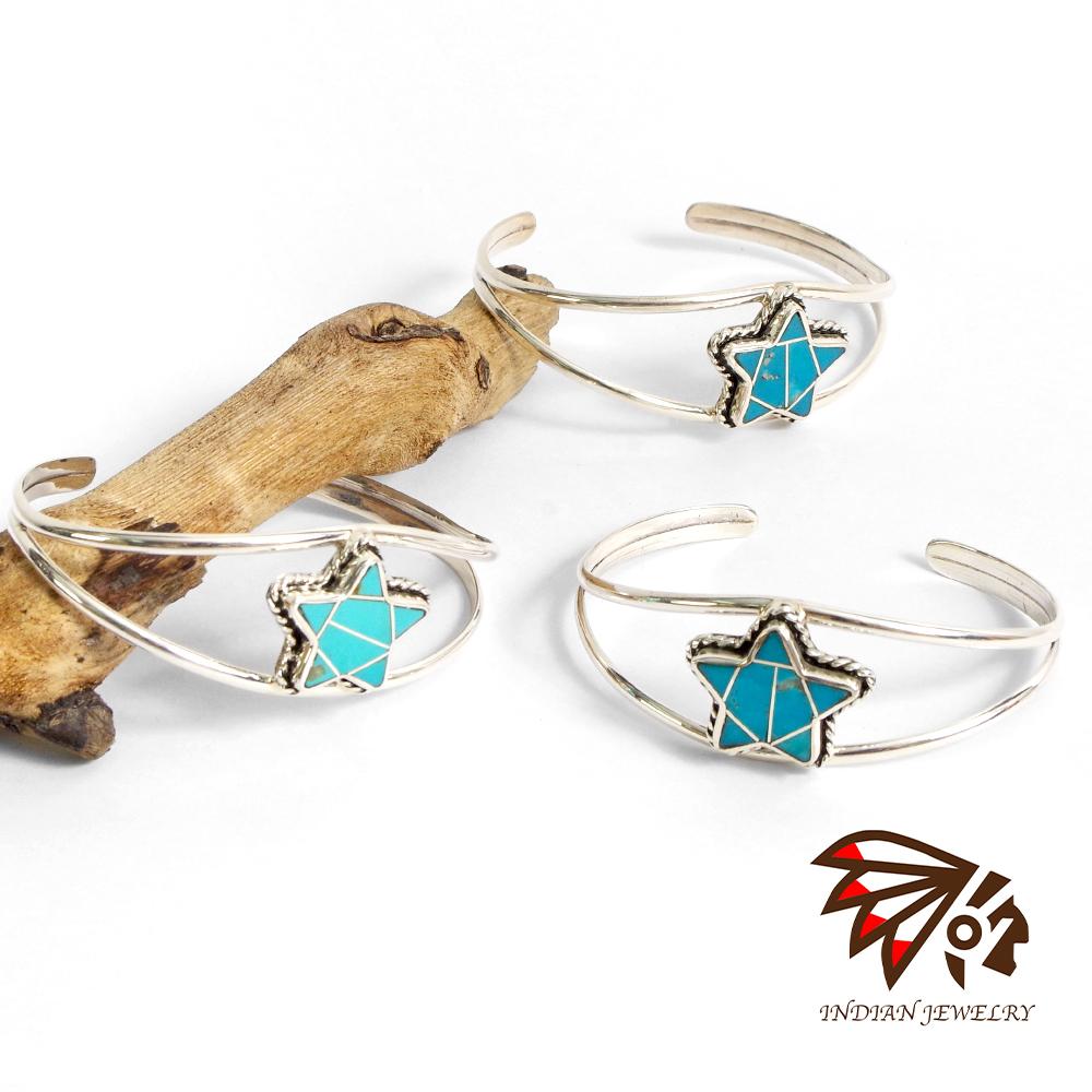 Indian Jewelry インディアンジュエリー Navajo Turquoise star bangle