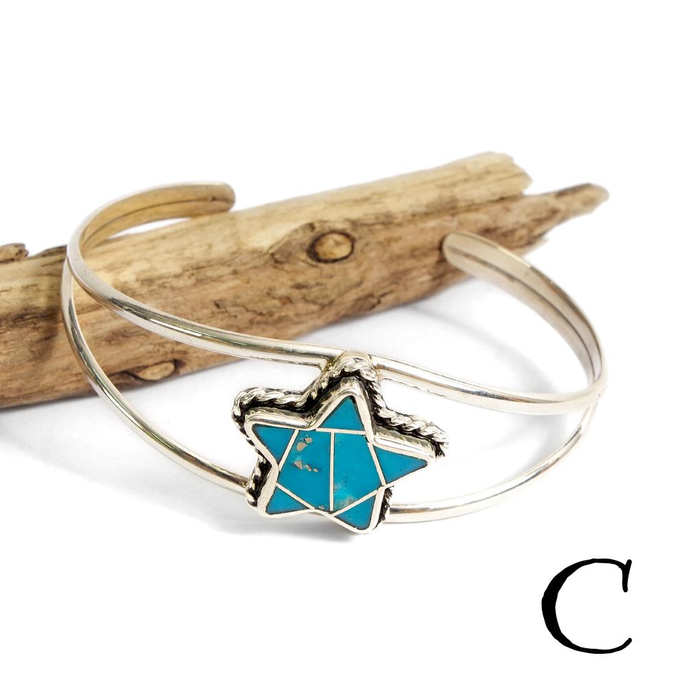 Indian Jewelry インディアンジュエリー Navajo Turquoise star bangle