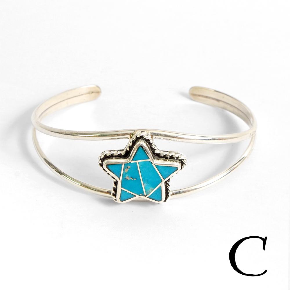 Indian Jewelry インディアンジュエリー Navajo Turquoise star bangle