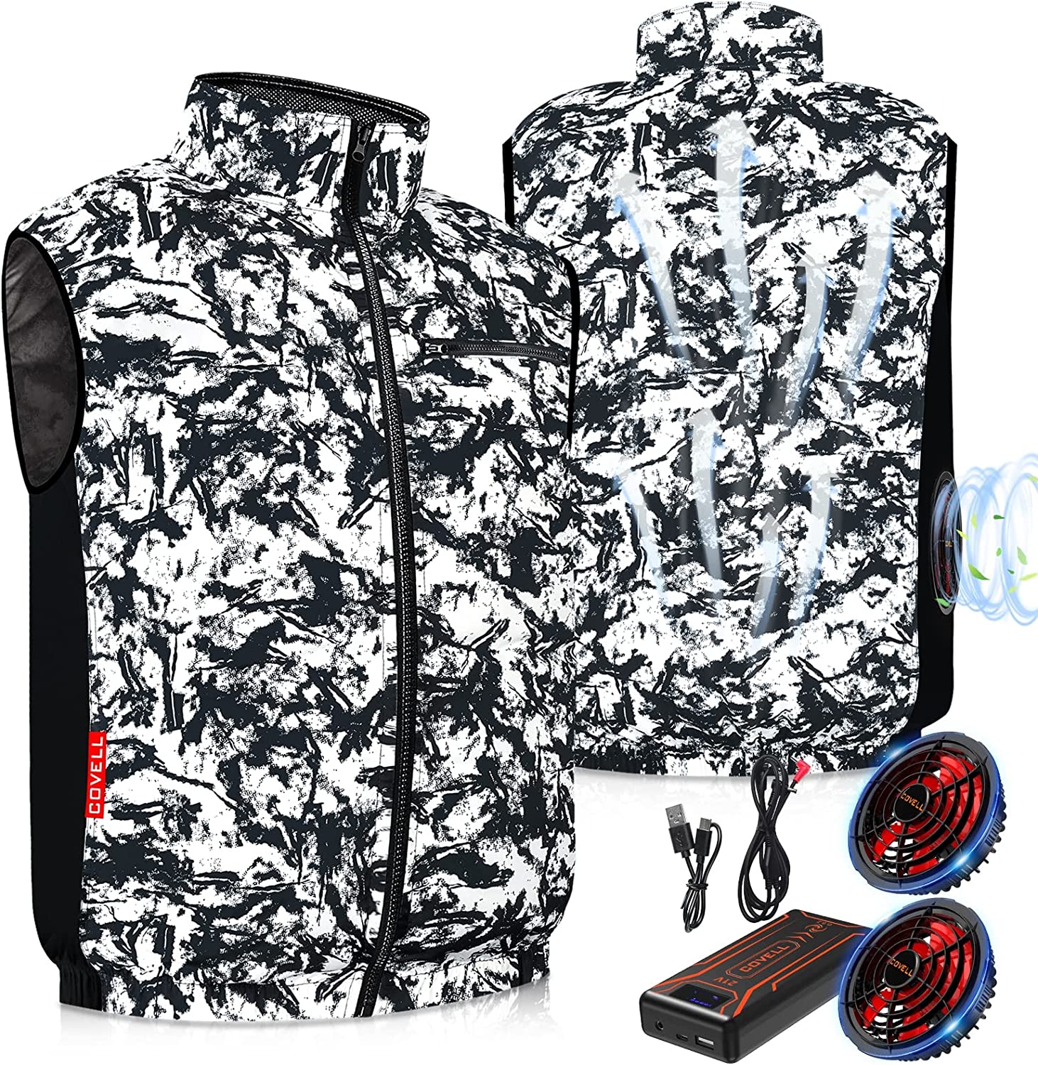 COVELL 空調ウエア 空調作業服 21V出力 プレゼント ファン付き作業服 製品とは互換性なし 株式会社 空調服 バッテリー 22000mAh  4段階風速 2023新商品 父の日 制服、作業服