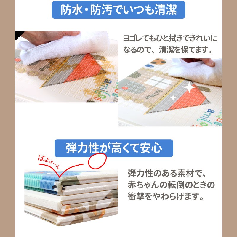 ベビーマット ls-bmat02 折りたたみ 軽い 防水 防汚 防湿 オールシーズン XPE素材 厚さ1cm 両面 弾力性あり ハイハイ 歩行練習 赤ちゃん いつでも清潔