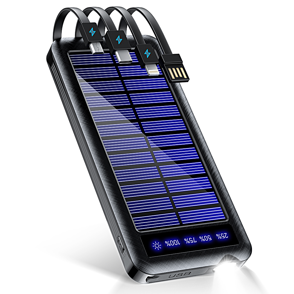 モバイルバッテリー 大容量 軽量 ソーラー充電器 急速充電 23800mAh 5