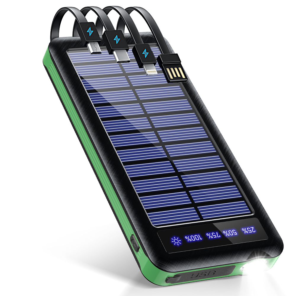 モバイルバッテリー 大容量 軽量 ソーラー充電器 急速充電 23800mAh 5
