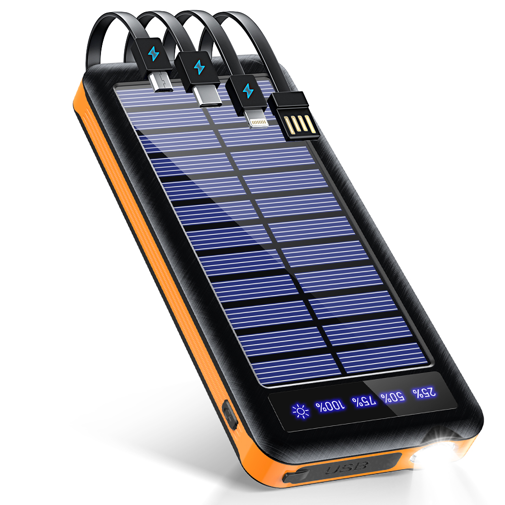 モバイルバッテリー 大容量 軽量 ソーラー充電器 急速充電 23800mAh 5