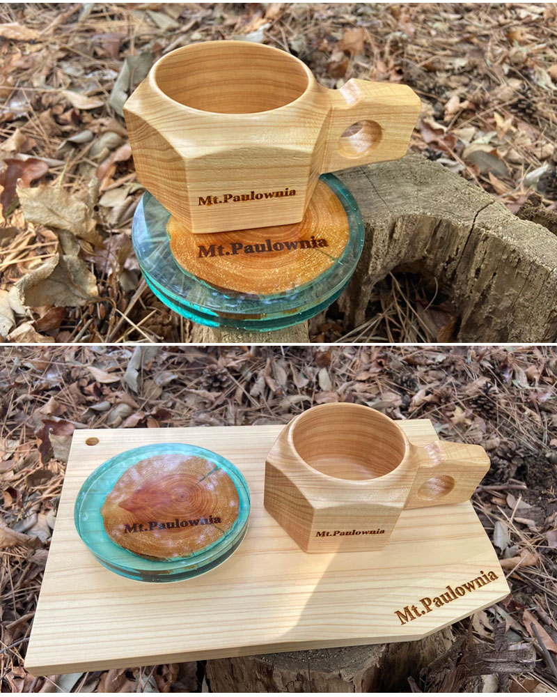 Mt.Paulownia(マウントポローニア) WOOD&RESIN COASTER コースター
