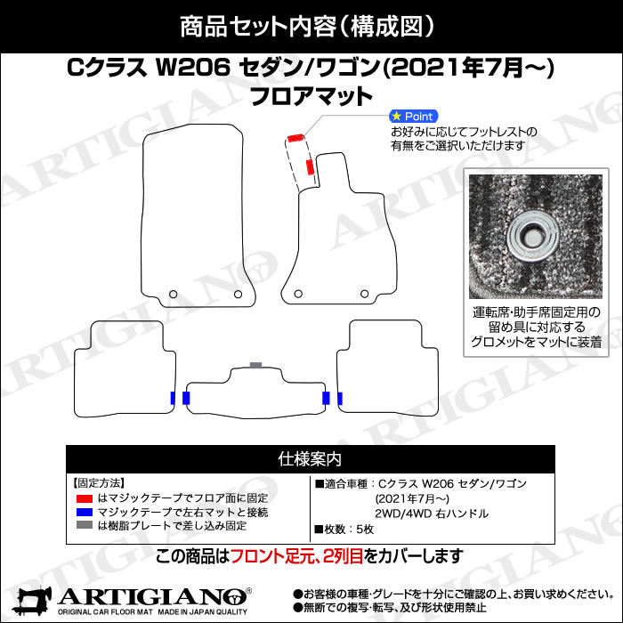 メルセデス ベンツ Cクラス W206 フロアマット ラゲッジマット R1000