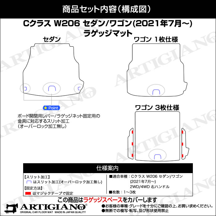 メルセデス ベンツ Cクラス W206 フロアマット ラゲッジマット