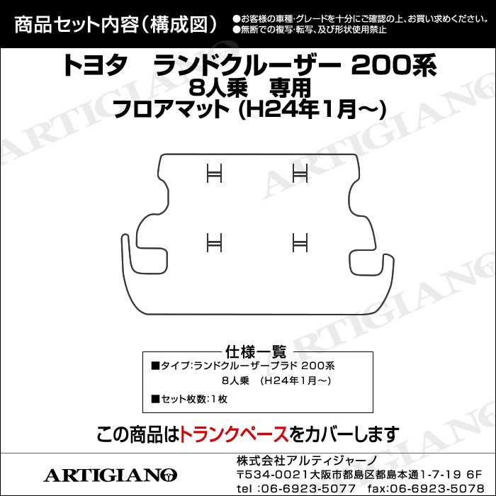 ランドクルーザー 200系 8人乗 中期/後期 ラゲッジマット (H24年