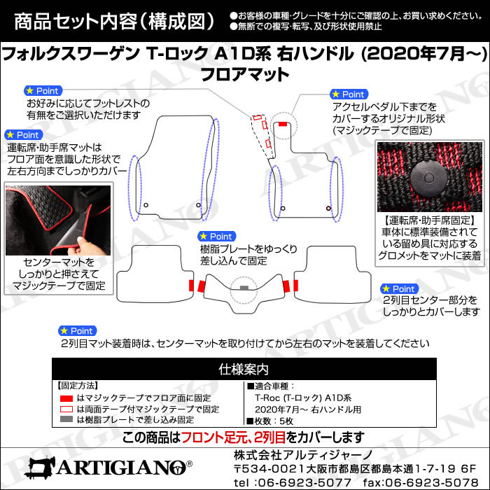 VW 新型 T-ロック A1D系 フロアマット+ラゲッジマット 2020年7月〜 右